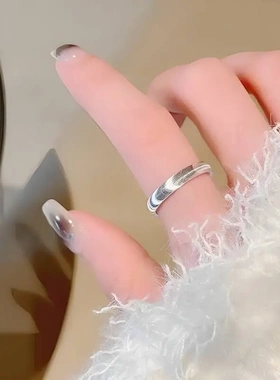 INS爆闪猫眼波纹钛钢戒指女 高级感素圈情侣指环流行网红爆款饰品