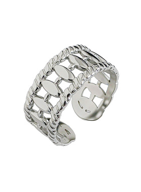 跨境五片花钛钢开口戒指希音亚马逊简约小众设计百搭花朵指环