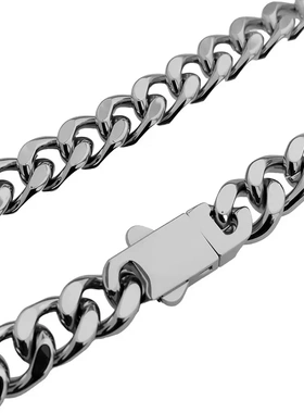 现货热卖嘻哈弹簧扣钛钢手链 不锈钢古巴链 不掉色男士手饰品