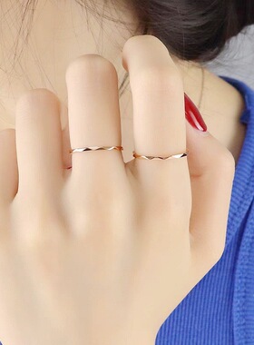 1mm菱形气质女士戒指 高级百搭细款指环欧美跨境叠戴关节戒手