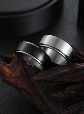 8MM宽度钛钢转动士戒指