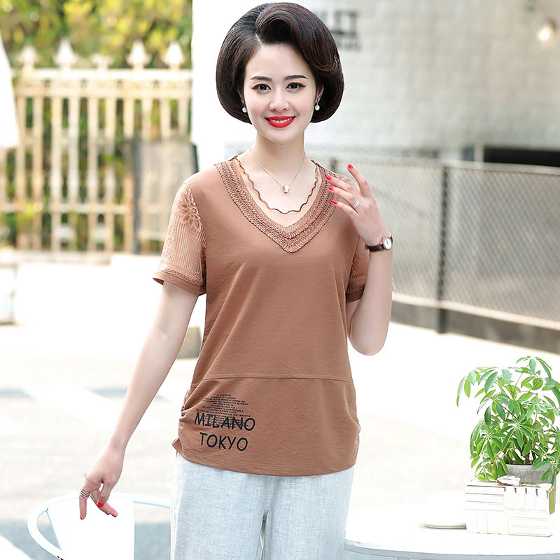 巴宝兹旗舰店中老年女装夏装新款上衣七分裤子两件套中年女装夏季时尚短袖套装2