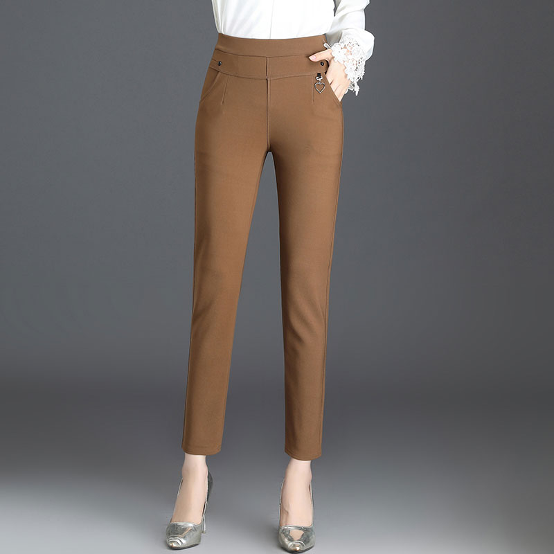 巴宝兹旗舰店中老年女装春装新款长裤中年女士妈妈装春秋时尚纯色修身小脚裤3