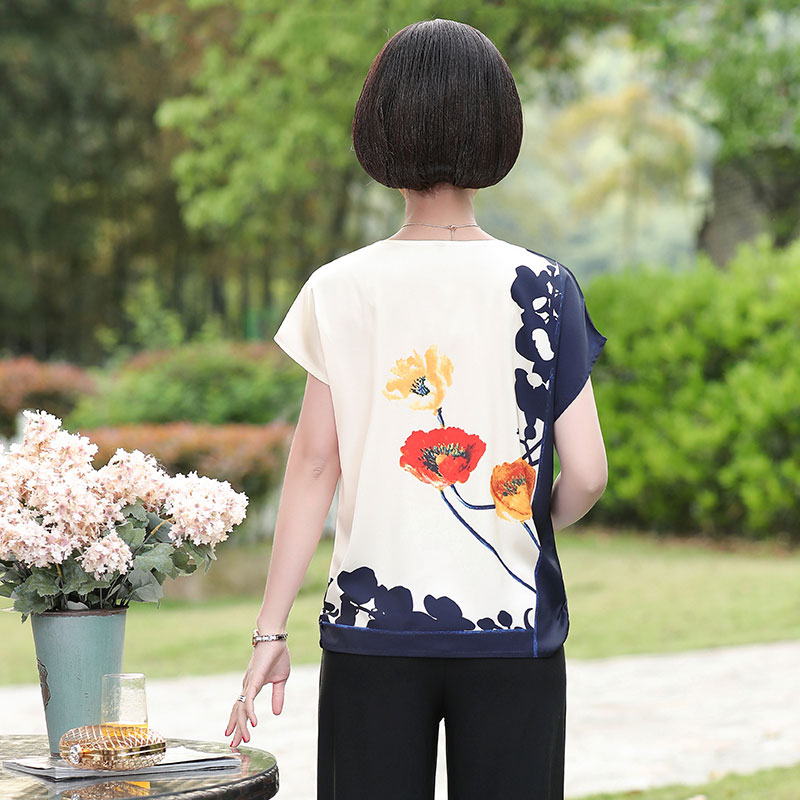 巴宝兹旗舰店中老年女装夏装新款套装中年女士妈妈装短袖时尚上衣裤子两件套1