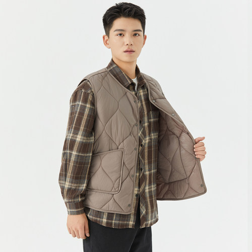 羽绒棉马甲男轻薄秋冬季内胆小棉袄爸爸内穿保暖坎肩内搭加肥加大 - 图1