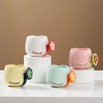 Creative Flowers Mark Cup High Face Value Wins Wind Cups Ceramic Cups Girls Summer Drinking Water Cups Coffee Cups Cute