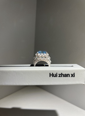 Hui zhan xi海蓝宝23克拉高台面重工鱼鳞款戒指