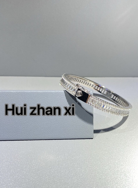 Hui zhanxi 培育白钻时尚轻奢T方钻手镯高级感足s925银镀金