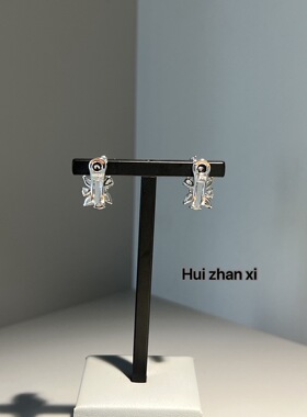 Hui zhan xi白钻不规则设计款耳扣耳环耳饰