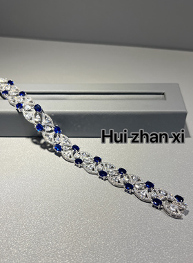 Hui zhan xi培育蓝宝轻奢高级气质优雅小众精致百搭款手链