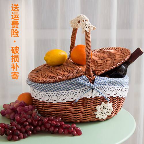 藤编柳编竹篮购物篮小手提篮野餐篮用品网红收纳篮水果篮子田园 - 图2