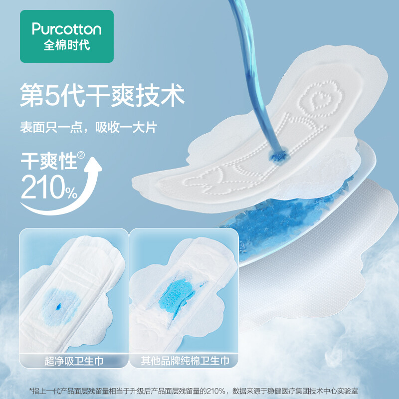 全棉时代奈丝公主卫生巾日用夜用组合9包74片纯棉超薄官方旗舰店