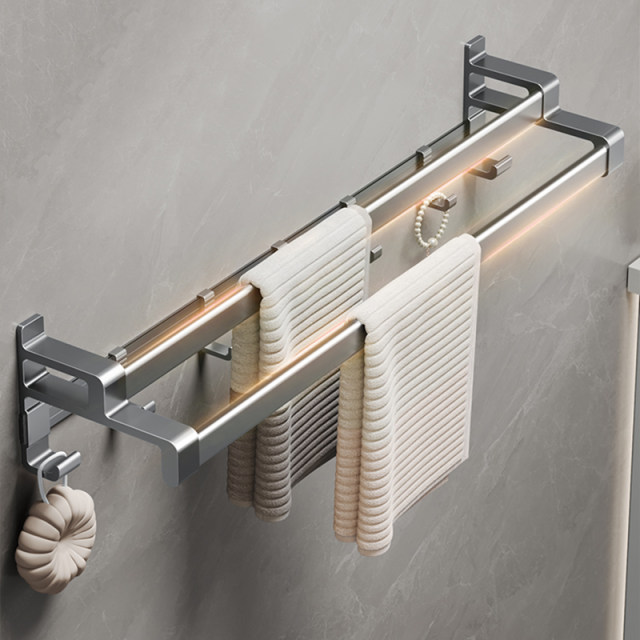 No hole-free towel rack double rod hanging towel
