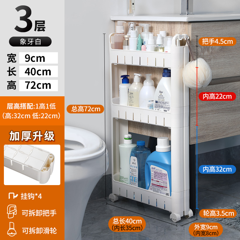 10厘米夹缝柜12公分冰箱置物架侧深柜收纳超薄门后极窄多层收纳架-图2