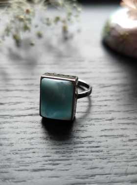 冰糯种拉利玛镶银戒指