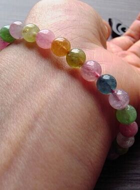 【寂寞五岁】清新淡雅 糖果色碧玺手链6mm