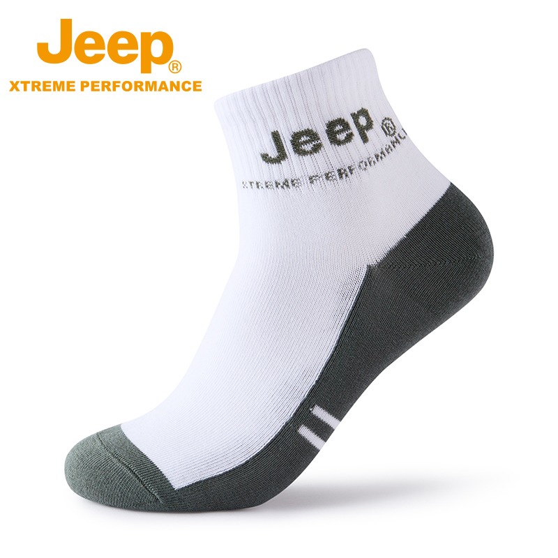 Jeep吉普防臭中筒袜男秋冬柔软亲肤吸汗运动袜户外通勤弹力棉袜子