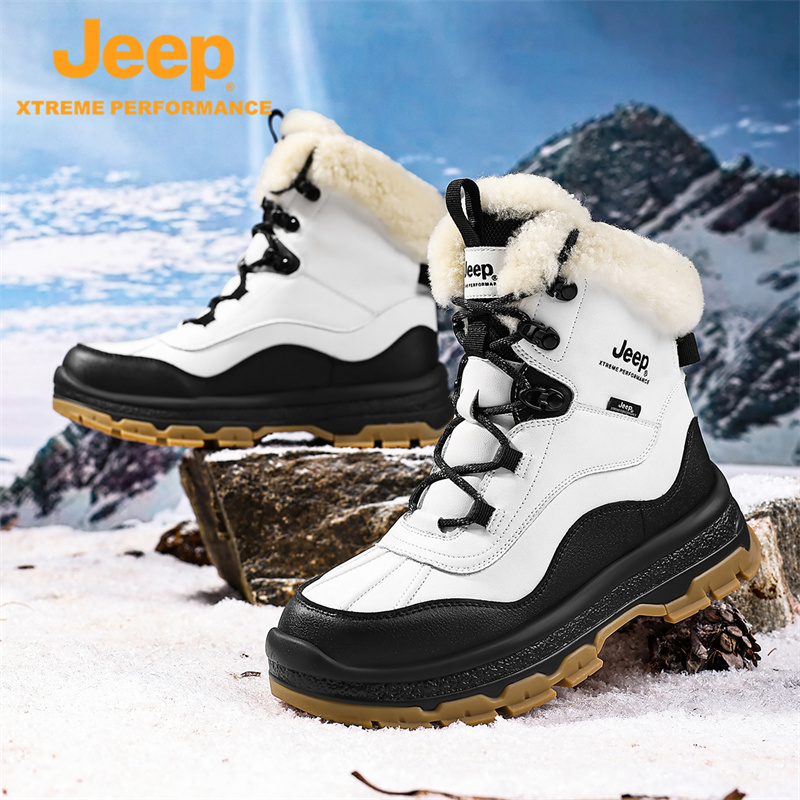 Jeep/户外雪地靴女羊毛极地防寒冬季防水防滑马丁靴棉鞋登山鞋男 - 图3