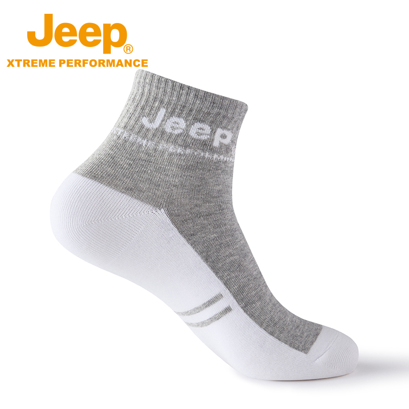 Jeep吉普防臭中筒袜男秋冬柔软亲肤吸汗运动袜户外通勤弹力棉袜子
