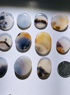 马达加斯加海洋玉髓圆牌风景玛瑙