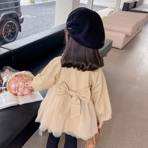 Girls Windcoat Jacket Fall 2023 New Children Trendy Ocean Air Autumn Clothing Womens Baby Han Version Inglén Wind Blouse