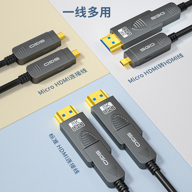 斯格8K光纤HDMI2.1版大小头分体式穿管线microhdmi高清预埋线投影 - 图2