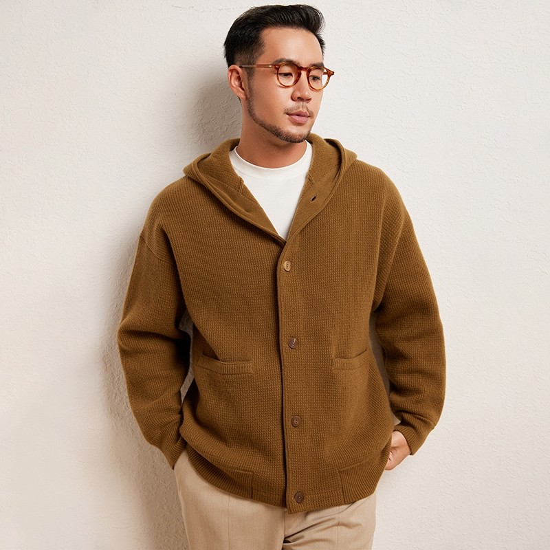 2025新款男装外穿连帽羊绒夹克约900克加厚纯山羊绒毛衣外套带帽,淘宝优惠券,粉丝福利购,淘宝优惠卷