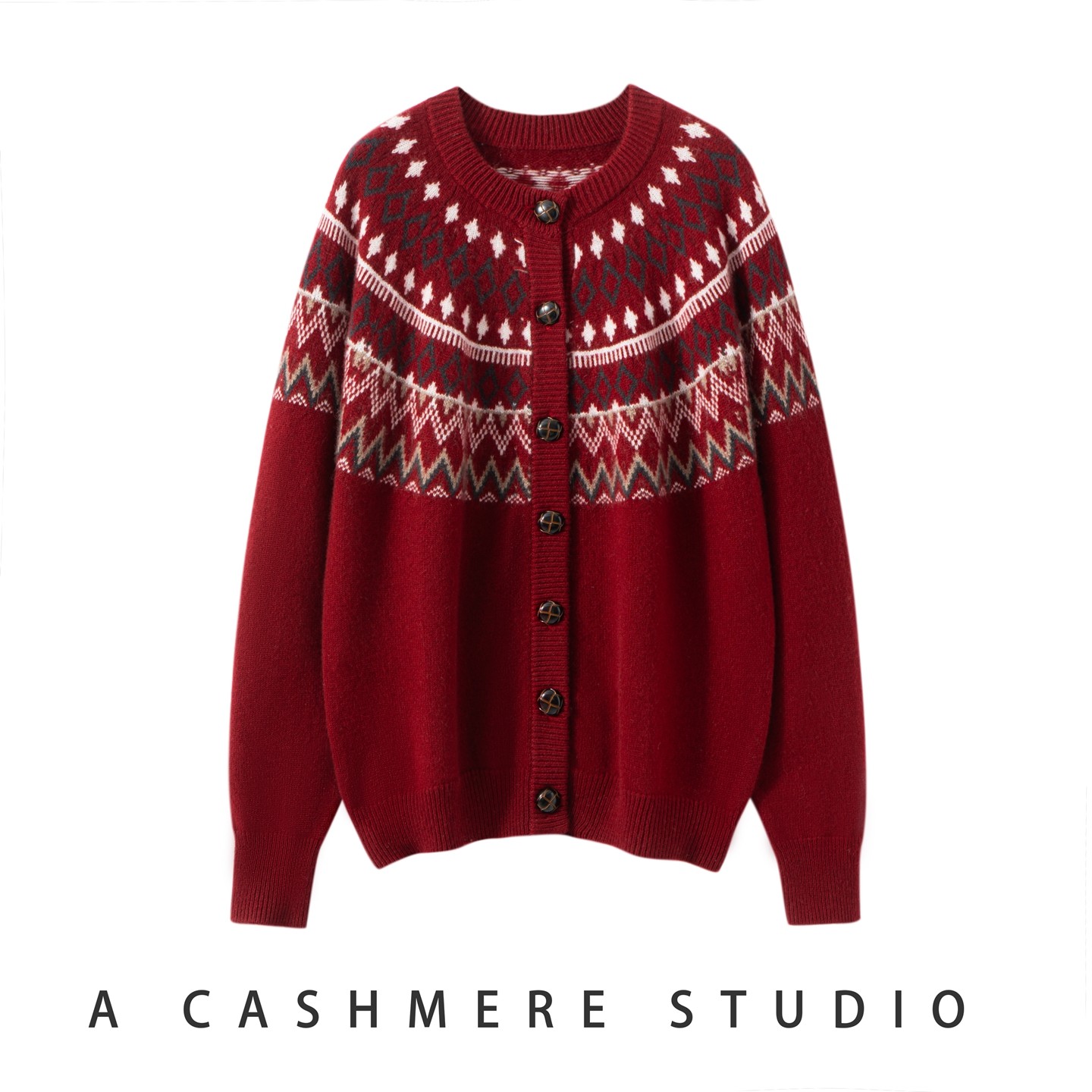 100%山羊绒衫女加厚圆领民族风系扣开衫新款秋冬保暖针织长袖上衣,淘宝优惠券,粉丝福利购,淘宝优惠卷