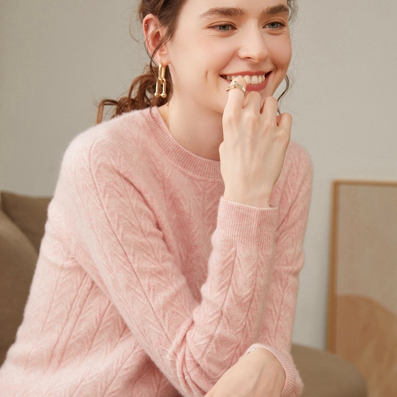 圆领羊绒衫女100%纯山羊绒毛衣秋冬新款高级感鹅黄色针织打底上衣,淘宝优惠券,粉丝福利购,淘宝优惠卷