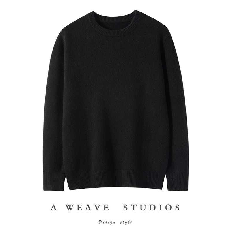 新款加厚100%纯山羊绒衫男士圆领长袖商务休闲毛衣针织衫秋冬 - 图3