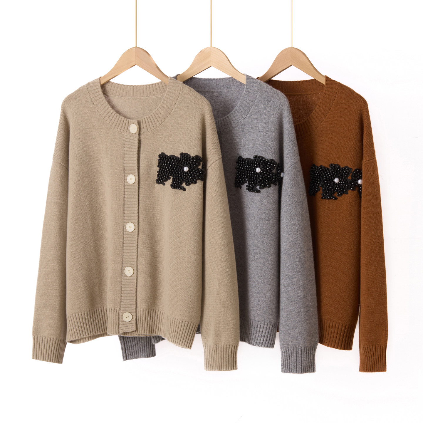 2025秋冬新款100%纯山羊绒衫女圆领加厚系扣开衫休闲时尚针织上衣,淘宝优惠券,粉丝福利购,淘宝优惠卷