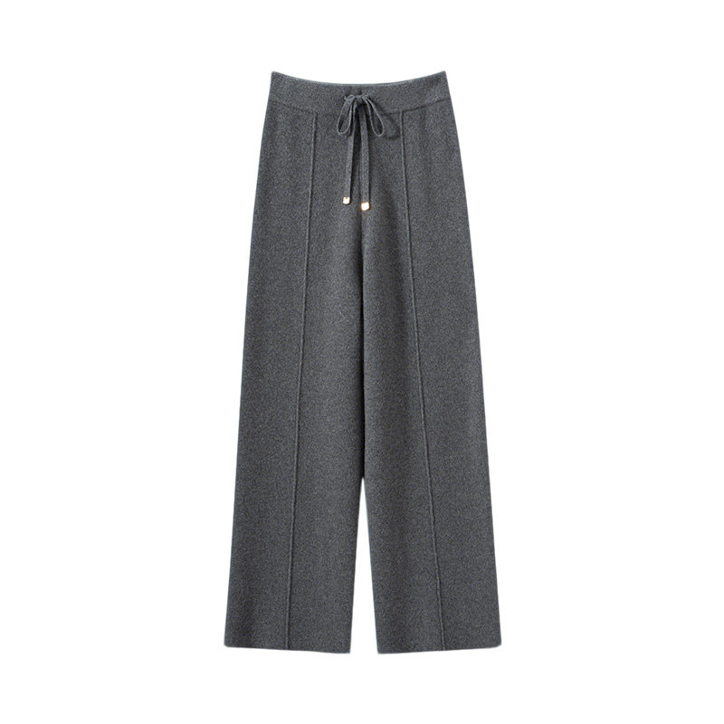 2025秋冬新款100%纯山羊绒裤子女加厚高腰抽绳宽松显瘦直筒拖地裤,淘宝优惠券,粉丝福利购,淘宝优惠卷