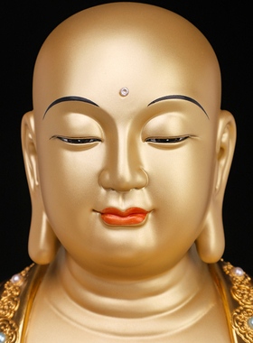 大尊站立铜贴金镶宝地藏王菩萨光头地藏供奉佛像摆件家用寺庙
