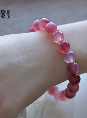 冰玫红粉色手串火龙果色系女