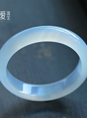 正品白玛瑙手镯女玉髓白月光镯子糯冰种荔枝冻天然水晶饰品女礼物