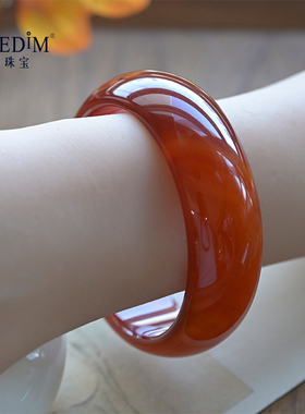 正品红玛瑙宽版个性手镯时尚女饰