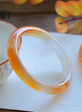 纯天然玛瑙手镯原色半山水女饰品