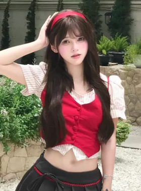 吸睛小帮手~红色缎面发带发箍