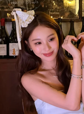 白色蕾丝水钻蝴蝶结生日帽头饰发夹成人生日派对拍照出片发卡边夹
