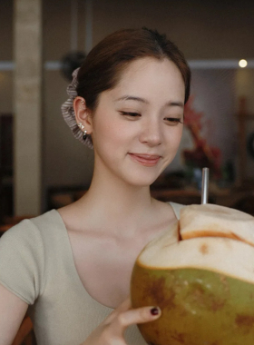 欧阳娜娜同款咖色条纹大肠发圈女显脸小低丸子头超大头花头绳春夏