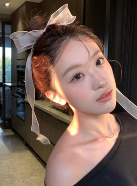 神仙藤井树同款超仙白色网纱飘带蝴蝶结发夹女后脑勺顶夹头饰发饰