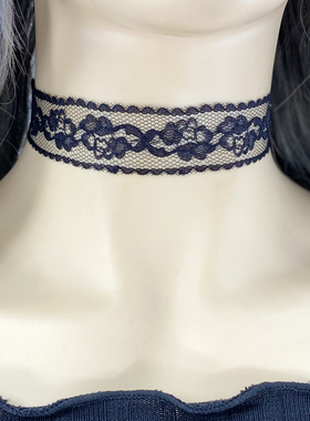黑色蕾丝花边锁骨链遮颈纹百搭