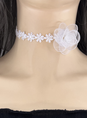 黑色蕾丝玫瑰choker项链复古百搭