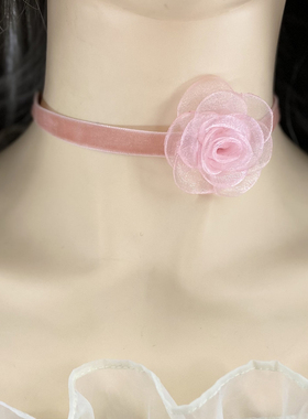 项链手链两用黑色花朵项圈