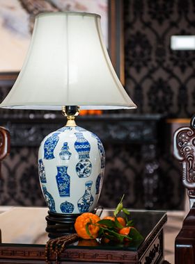 双龙高两河手绘瓷器台灯花瓶摆件乔迁送礼条案花插新中式复古美式