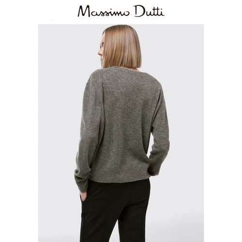 Massimo Dutti, демисезонный шерстяной цветной кардиган, коллекция 2022, свободный крой, французский стиль, V-образный вырез