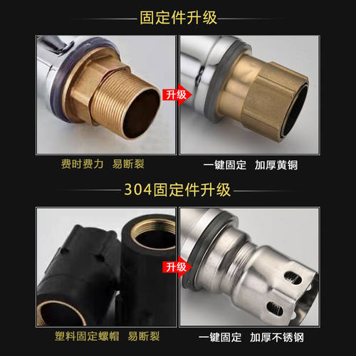全铜冷热水龙头厨房不锈钢水龙头开关水槽防溅水洗菜可旋转二合一 - 图2