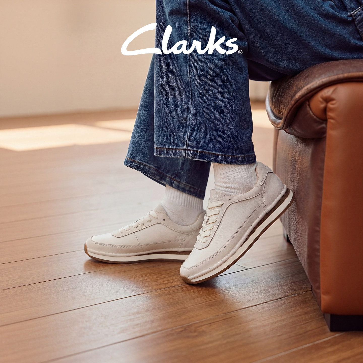 Clarks其乐CraftRun Lite女鞋复古小白鞋 舒适休闲增高2025新款,淘宝优惠券,粉丝福利购,淘宝优惠卷