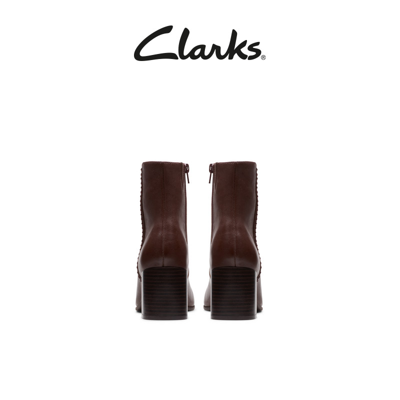 Clarks其乐Keirsta Faye新品女靴秋冬粗高跟瘦瘦靴牛皮中筒时装靴,淘宝优惠券,粉丝福利购,淘宝优惠卷