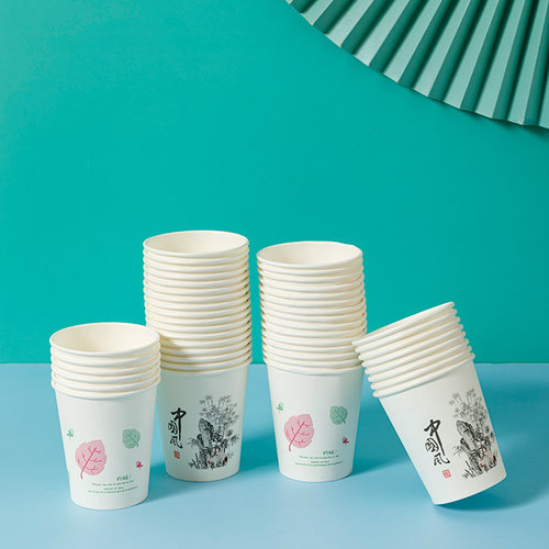 100只一次性纸杯加厚家用商用茶水杯子奶茶杯加硬龙年特厚品尝杯 - 图2